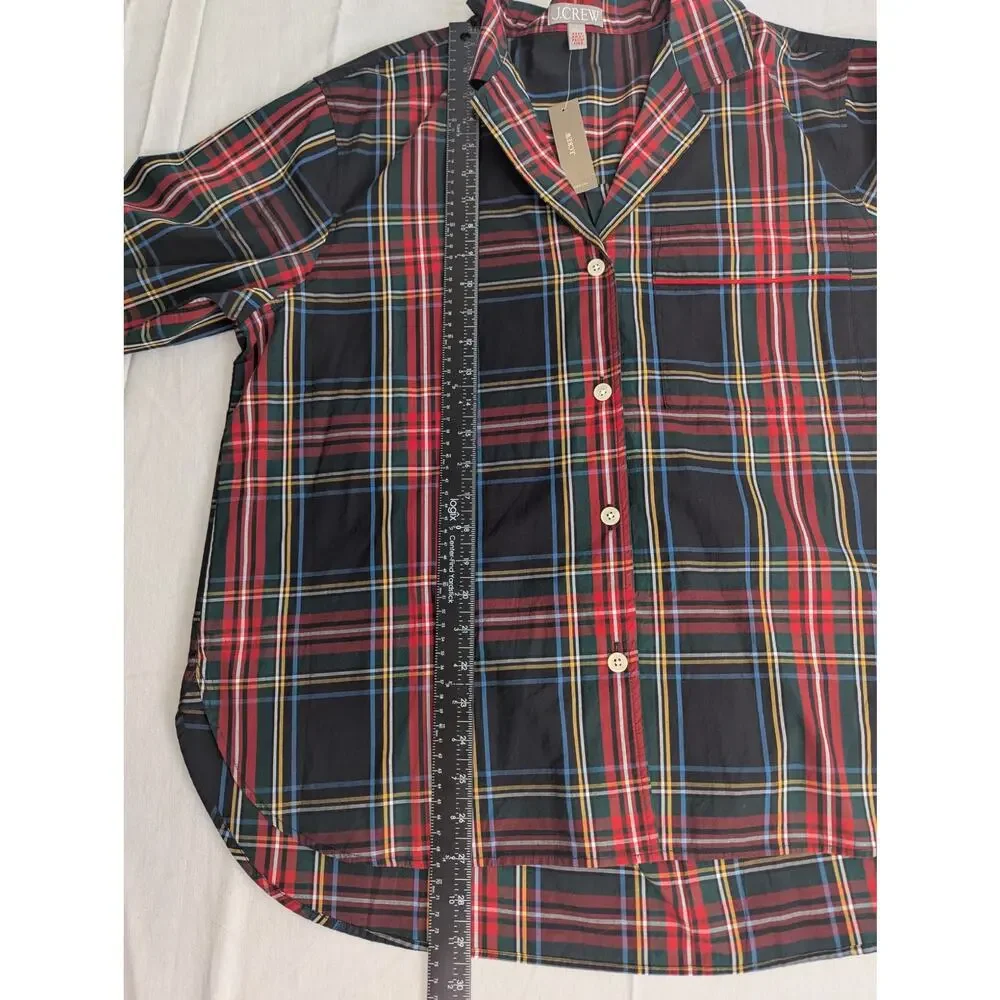 NWT J.Crew Stewart Tartan Plaid Relaxed Cotton Button Down Pajama Top